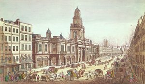 Una vista della Royal Exchange, inciso da Moithey, c.1754 da French School